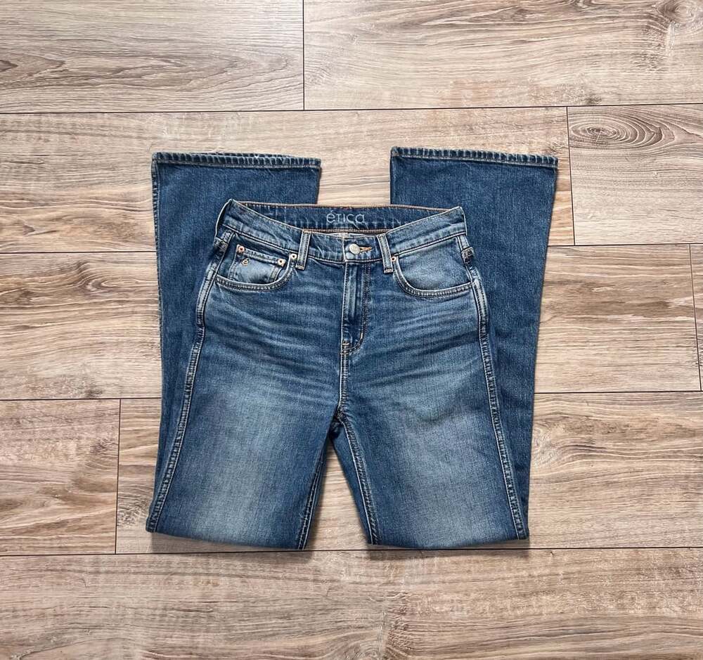Etica Women's Blue Denim High Rise Flare Jeans Size 25